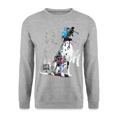 LiNBW. Männer Pullover Dalmatiner Let's Rock - Weißgrau meliert