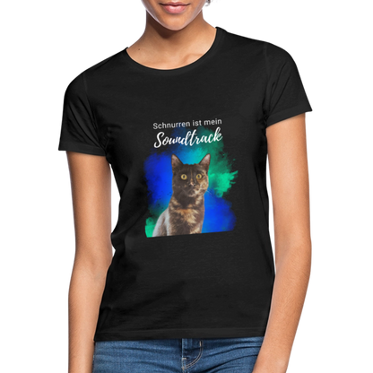 LiNBW. Frauen T-Shirt Schnurren ist mein Soundtrack - Schwarz