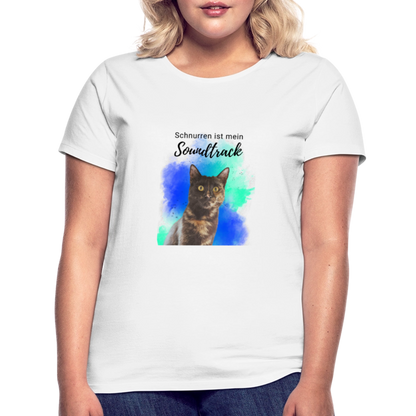 LiNBW. Frauen T-Shirt Schnurren ist mein Soundtrack - Weiß