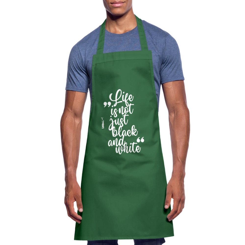 Kochschürze mit Spruch „Life is not just black and white“ – Statement für Küche & Grill - Grün