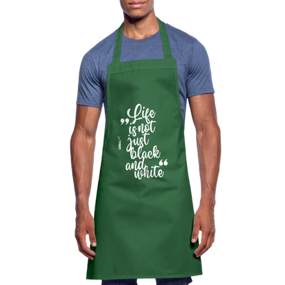 Kochschürze mit Spruch „Life is not just black and white“ – Statement für Küche & Grill - Grün