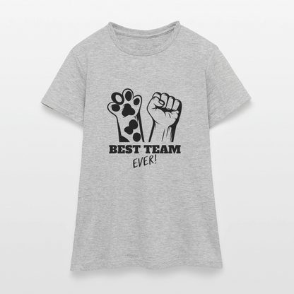 LiNBW. Frauen T-Shirt Best Team Ever - Grau meliert