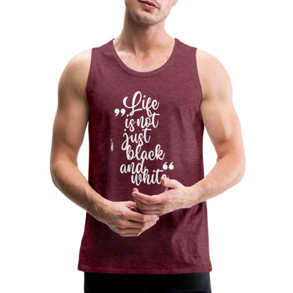LiNBW. Männer Tank-Top Life is not just black and white - Bordeauxrot meliert