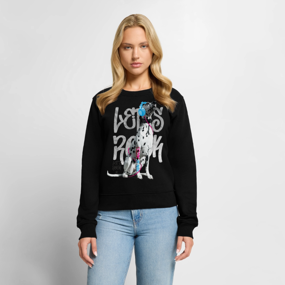 Damen Pullover „Let’s Rock“ – Boa mit Kopfhörern – für Musik- & Hundefans 🎧🐾 - Schwarz