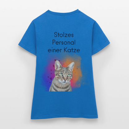 LiNBW. Frauen T-Shirt Stolzes Personal einer Katze - Royalblau