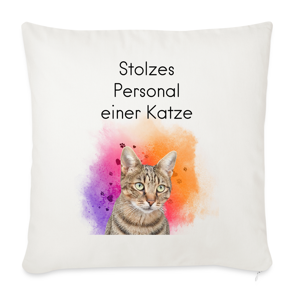 LiNBW. Kissen mit Füllung Stolzes Personal einer Katze 45 x 45 cm - Naturweiß 