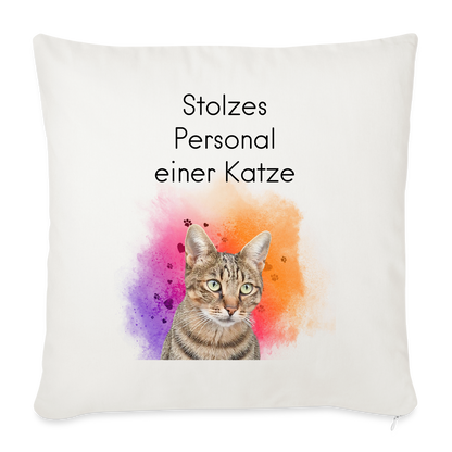 LiNBW. Kissen mit Füllung Stolzes Personal einer Katze 45 x 45 cm - Naturweiß 