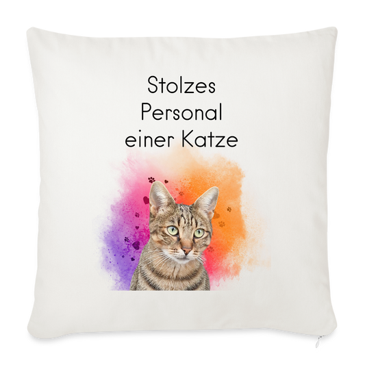 LiNBW. Kissen mit Füllung Stolzes Personal einer Katze 45 x 45 cm - Naturweiß 