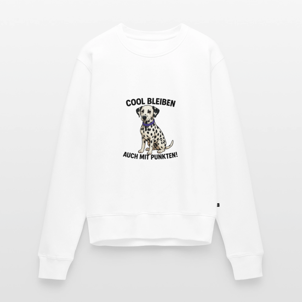 Damen Pullover „Cool bleiben – auch mit Punkten“ – Dalmatiner-Welpe Davina 🐶✨ - Weiß