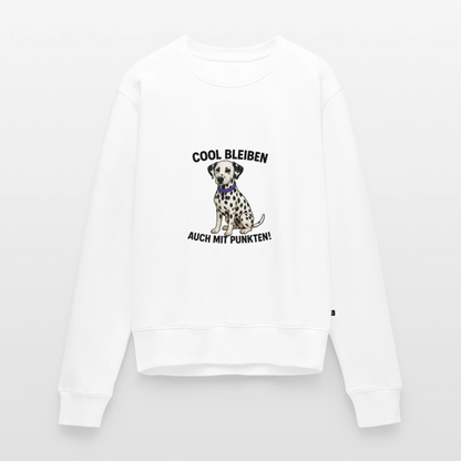 Damen Pullover „Cool bleiben – auch mit Punkten“ – Dalmatiner-Welpe Davina 🐶✨ - Weiß