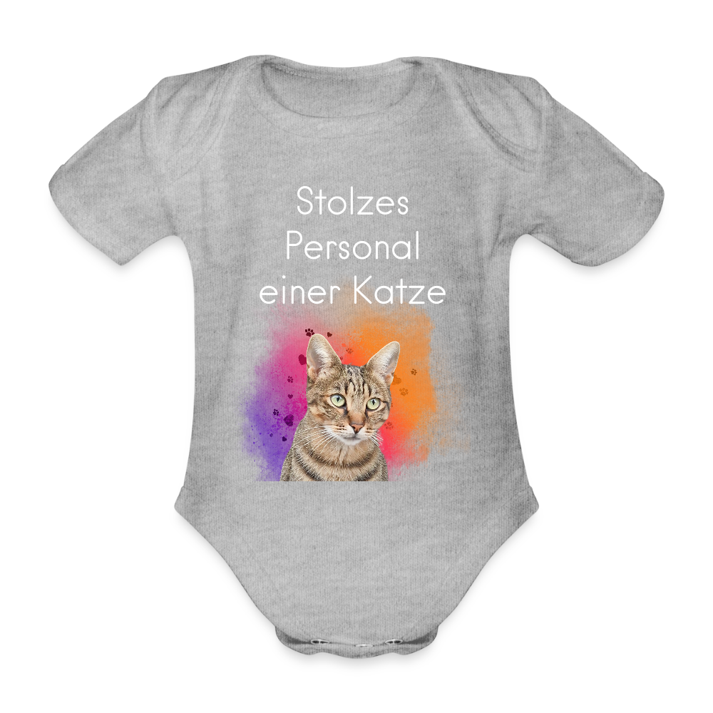 LiNBW. Body Kurzarm Stolzes Personal einer Katze - Grau meliert