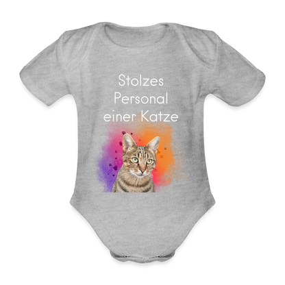 LiNBW. Body Kurzarm Stolzes Personal einer Katze - Grau meliert