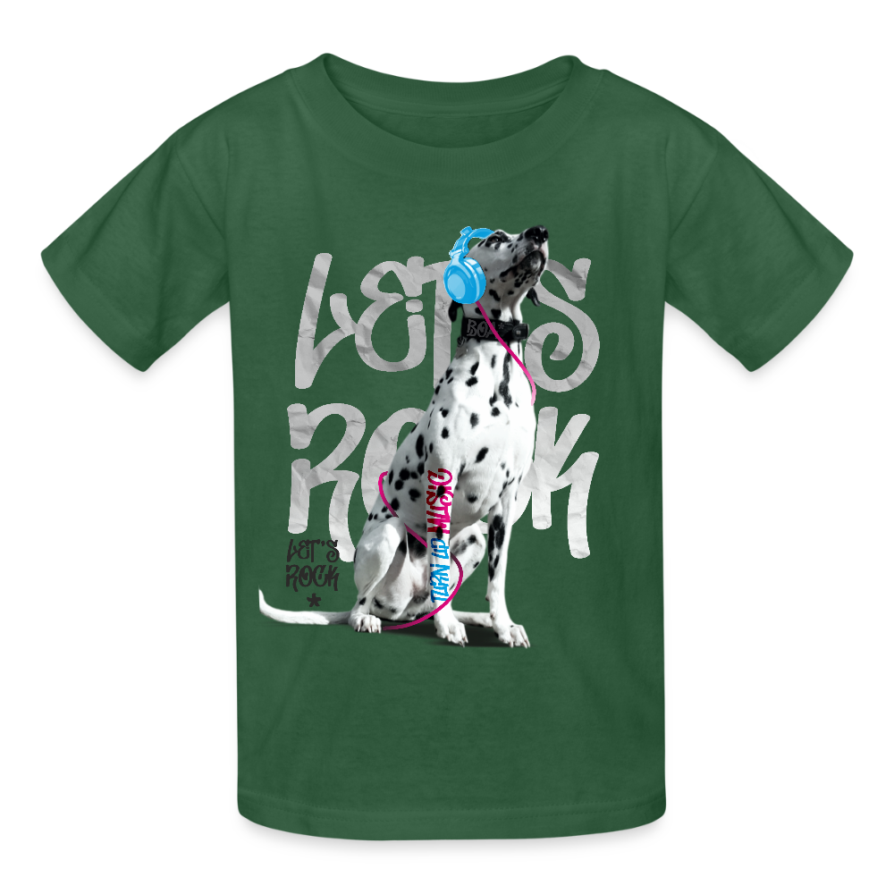 Kinder-T-Shirt – Let's Rock mit Dalmatiner | Musikfans aufgepasst! - Flaschengrün