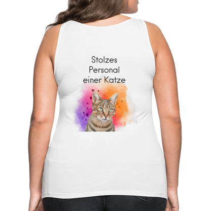 LiNBW. Frauen Tank-Top Stolzes Personal einer Katze - Weiß