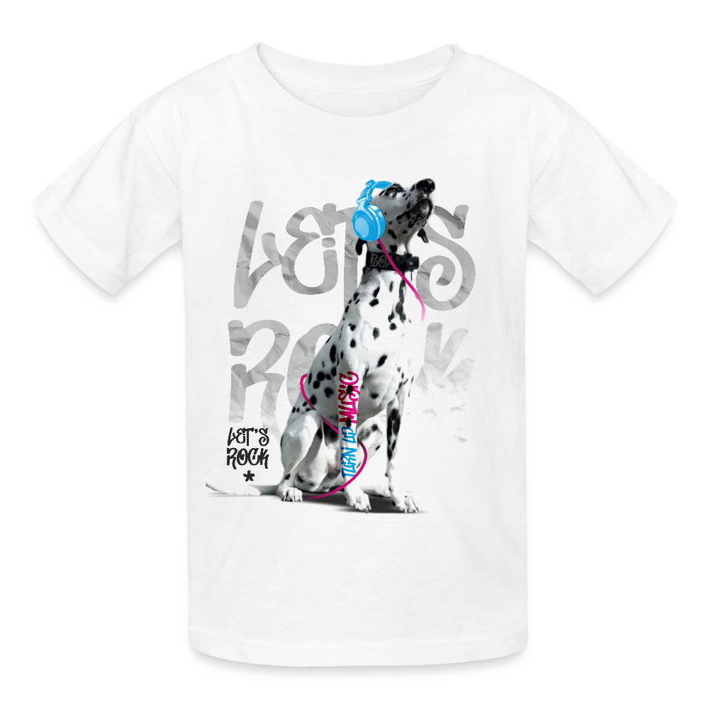 Kinder-T-Shirt – Let's Rock mit Dalmatiner | Musikfans aufgepasst! - Weiß