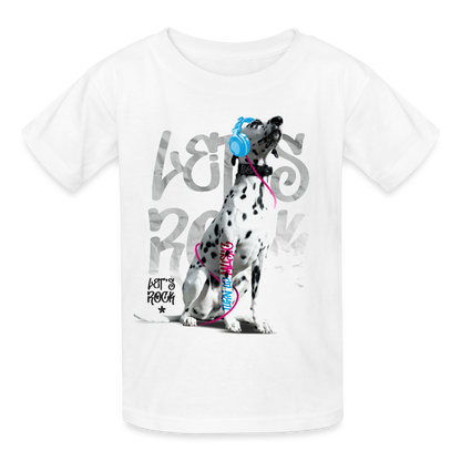 Kinder-T-Shirt – Let's Rock mit Dalmatiner | Musikfans aufgepasst! - Weiß