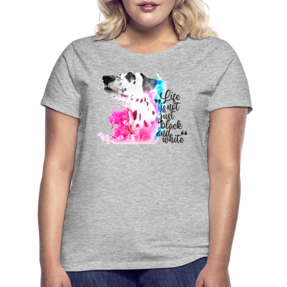LiNBW. Frauen T-Shirt Dalmatiner Life is not just black and white - Grau meliert