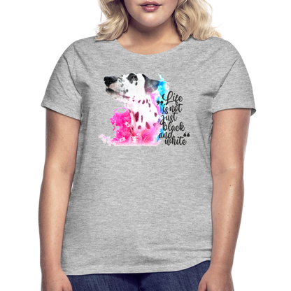 LiNBW. Frauen T-Shirt Dalmatiner Life is not just black and white - Grau meliert