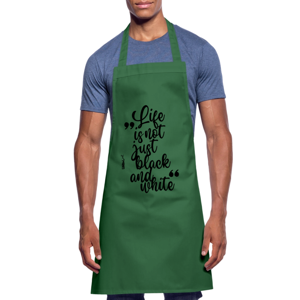 Kochschürze mit Spruch „Life is not just black and white“ – Statement für Küche & Grill - Grün