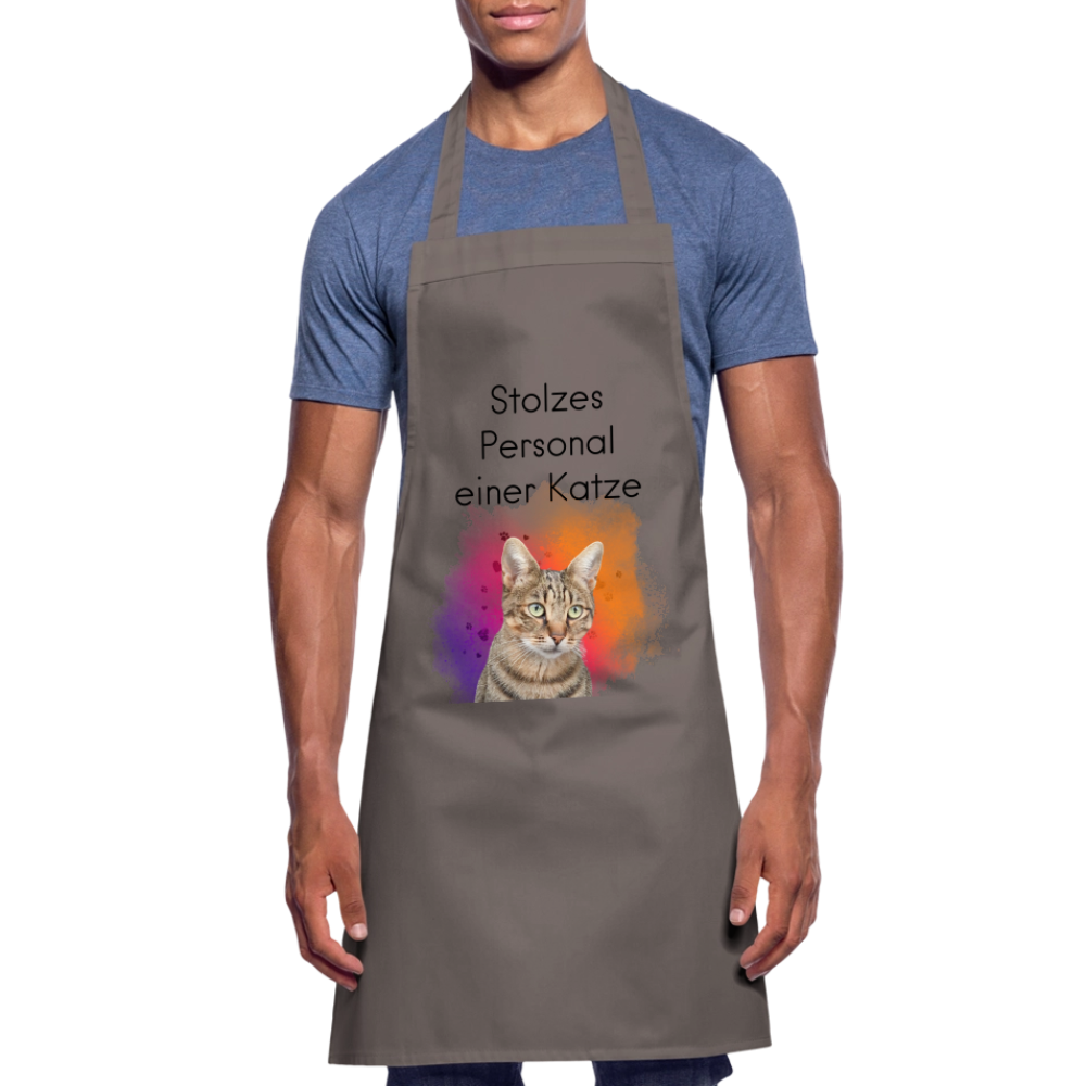 Kochschürze „Stolzes Personal einer Katze“ – Für wahre Katzenbedienstete - Grau