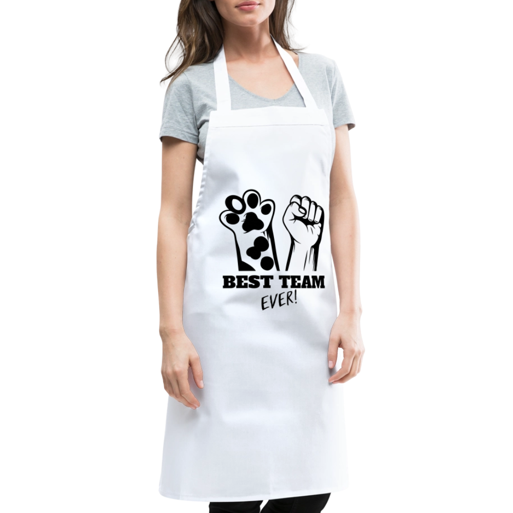 Kochschürze „Best Team Ever!“ – Mensch & Tier, unschlagbar vereint - Weiß