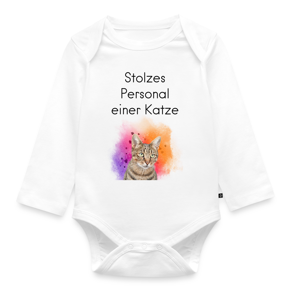 Baby-Body „Stolzes Personal einer Katze“ – Weiße Edition mit Katzenmotiv - Weiß