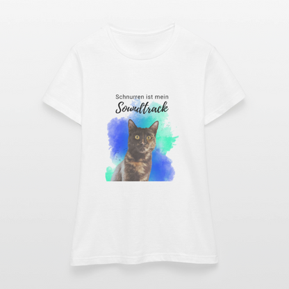 LiNBW. Frauen T-Shirt Schnurren ist mein Soundtrack - Weiß