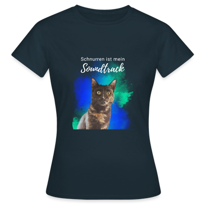 LiNBW. Frauen T-Shirt Schnurren ist mein Soundtrack - Navy