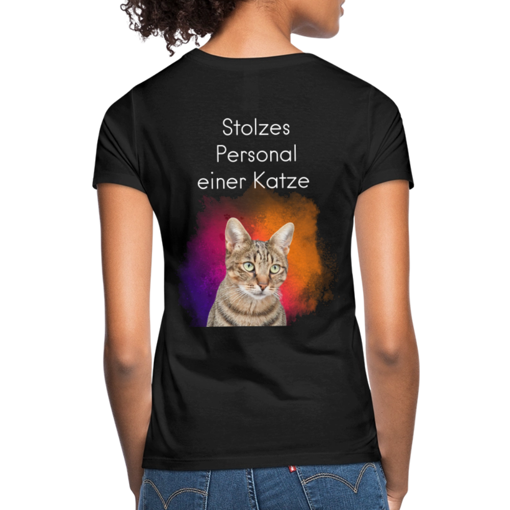 LiNBW. Frauen T-Shirt Stolzes Personal einer Katze - Schwarz