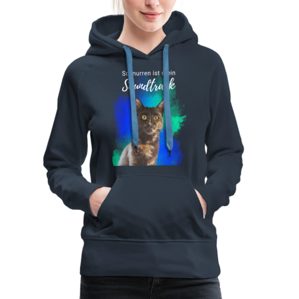LiNBW.  Frauen Hoodie Schnurren ist mein Soundtrack - Navy