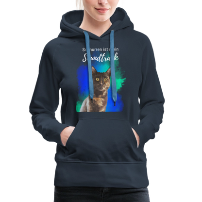LiNBW.  Frauen Hoodie Schnurren ist mein Soundtrack - Navy