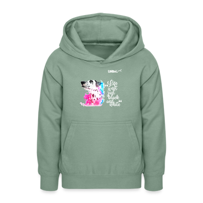 LiNBW. Teenager Hoodie Dalmatiner Life is not just black and white - Graugrün