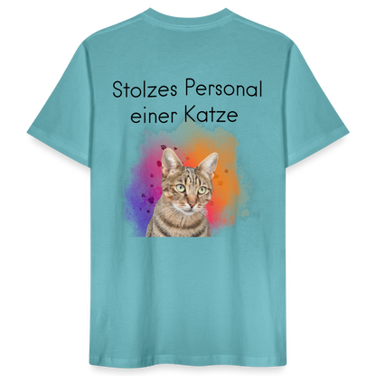 LiNBW. Männer T-Shirt Stolzes Personal einer Katze - Pastelltürkis