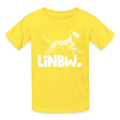 Kinder-T-Shirt – Dalmatiner-Logo „LiNBW.“ | Für kleine Fans mit Stil - Gelb