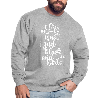 LiNBW. Männer Pullover Life is not just black and white - Weißgrau meliert