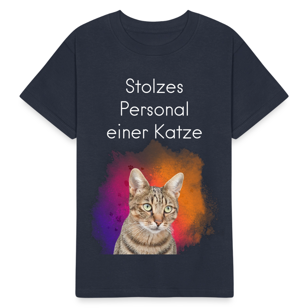 Kinder-T-Shirt – Stolzes Personal einer Katze | Für Mini-Katzenfans - Navy