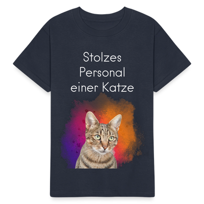 Kinder-T-Shirt – Stolzes Personal einer Katze | Für Mini-Katzenfans - Navy