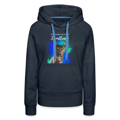 LiNBW.  Frauen Hoodie Schnurren ist mein Soundtrack - Navy