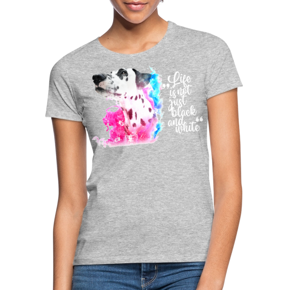 LiNBW. Frauen T-Shirt Dalmatiner Life is not just black and white - Grau meliert