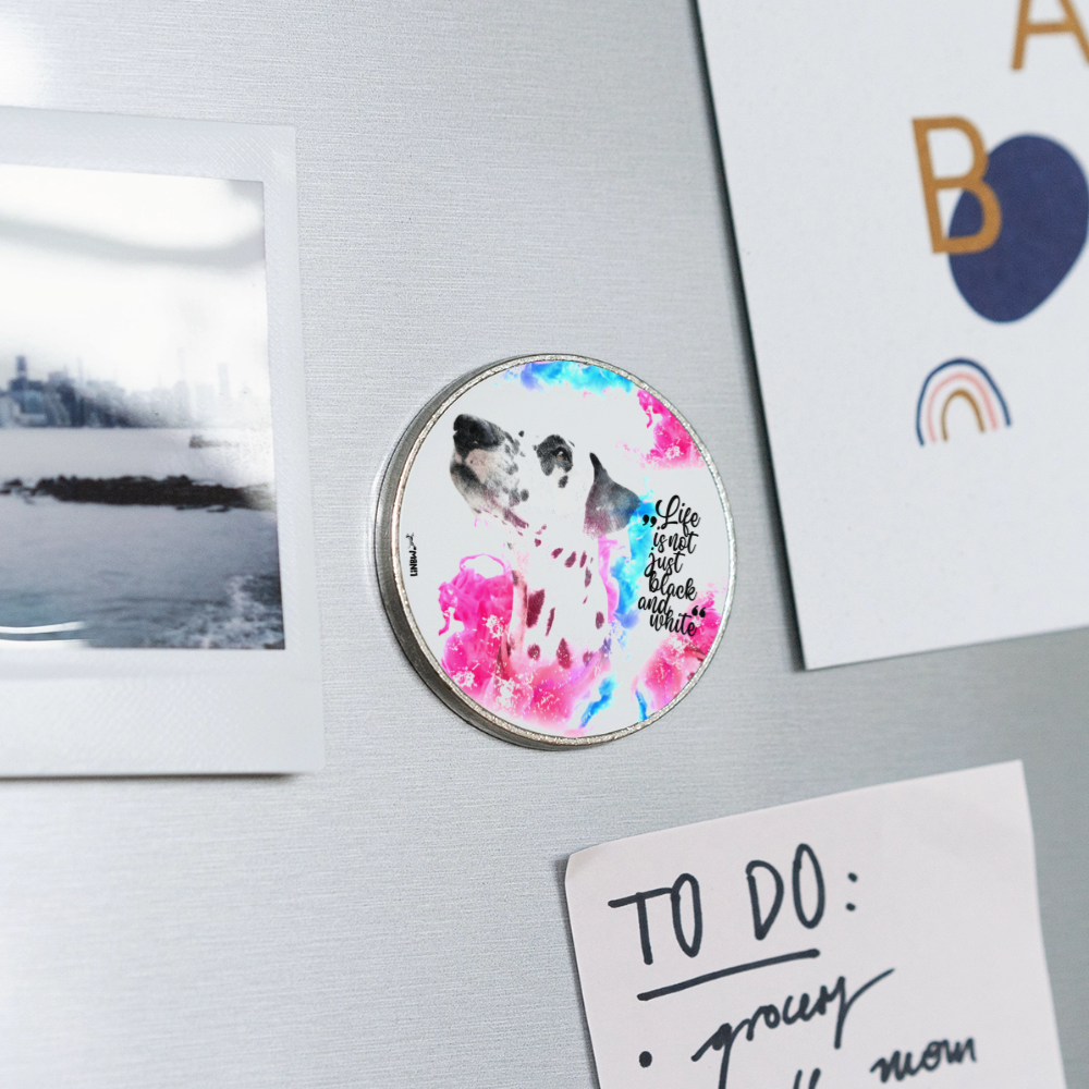 Magnet „Boa Edition – Life is not just black and white“ – Dalmatiner trifft Farbkraft - Weiß