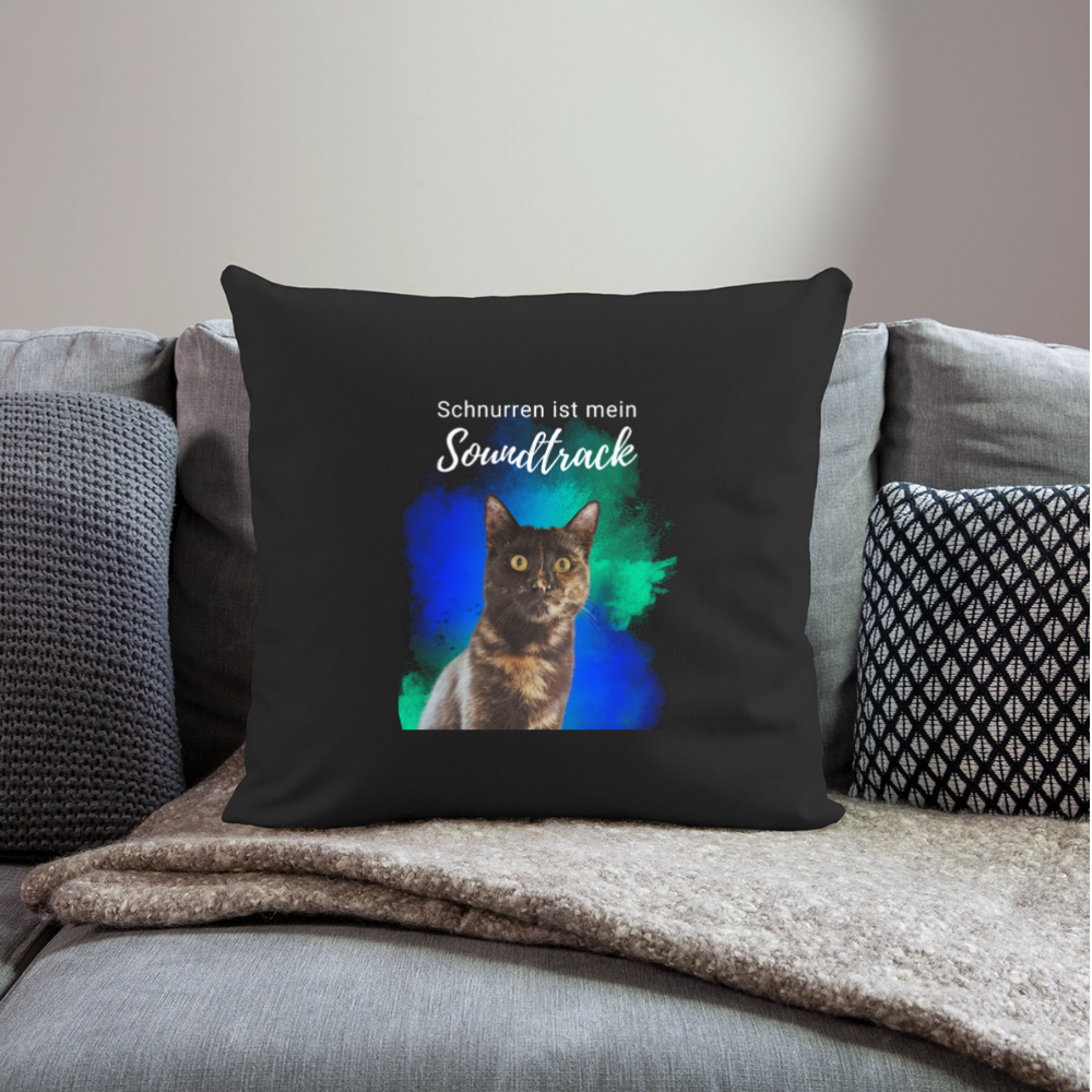 LiNBW. Kissen mit Füllung 45 x 45 cm Schnurren ist mein Soundtrack - Schwarz