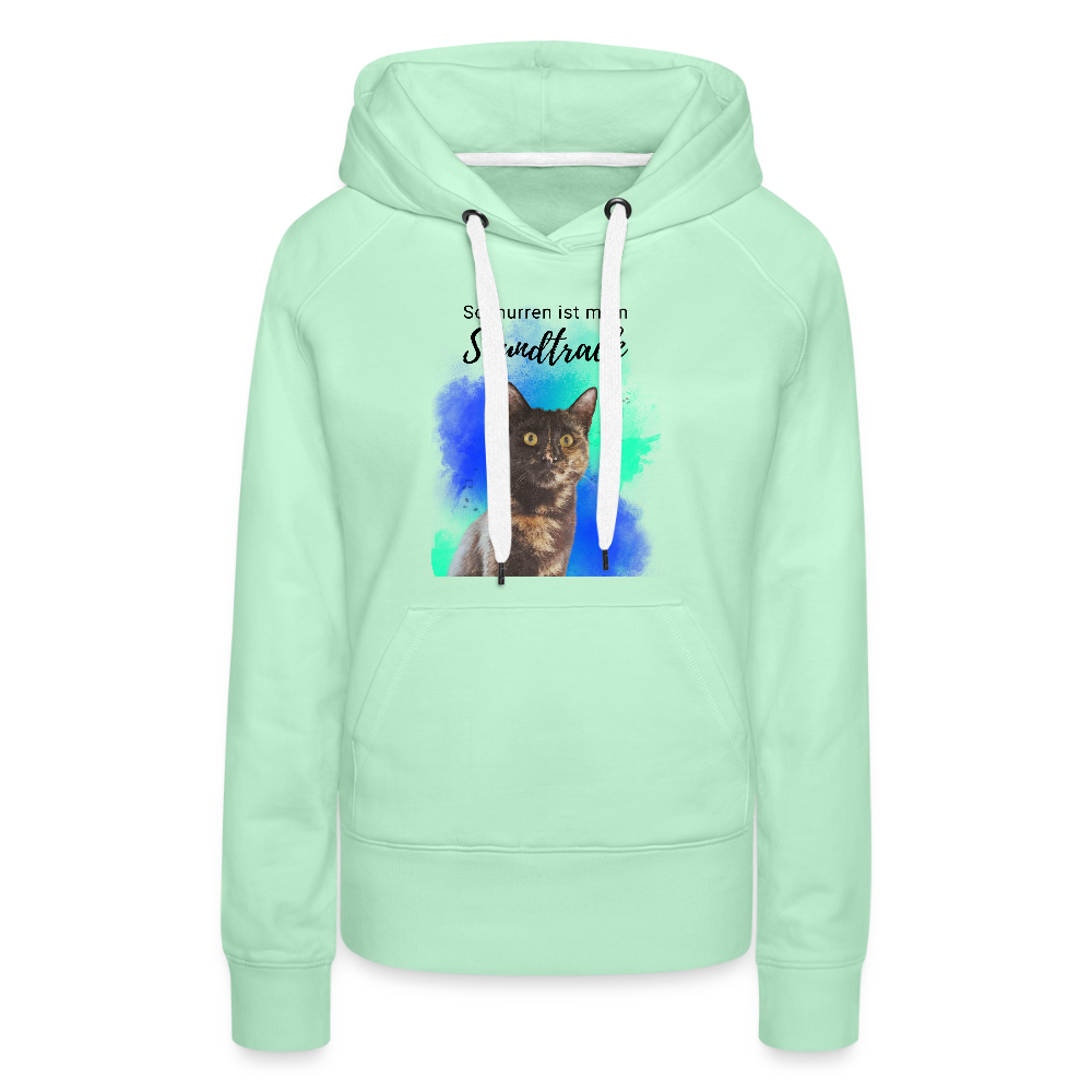 LiNBW.  Frauen Hoodie Schnurren ist mein Soundtrack - helles Mintgrün