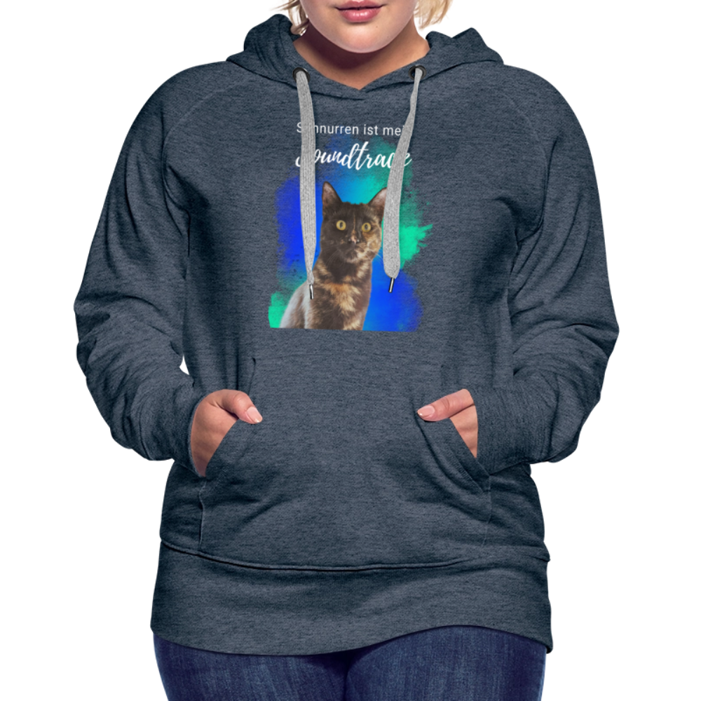 LiNBW.  Frauen Hoodie Schnurren ist mein Soundtrack - Jeansblau