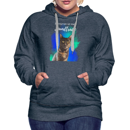LiNBW.  Frauen Hoodie Schnurren ist mein Soundtrack - Jeansblau