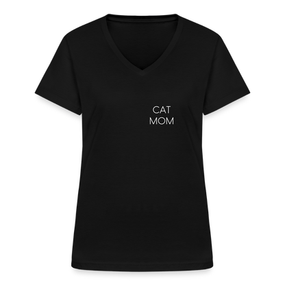 LiNBW. Frauen T-Shirt V-Ausschnitt Stolzes Personal einer Katze - Schwarz