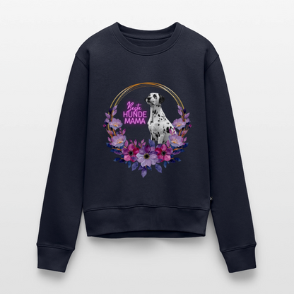 Damen Pullover „Beste Hundemama“ – Boa mit Blumenkranz – Geschenkidee für Hundefans 🐾🌸 - Navy