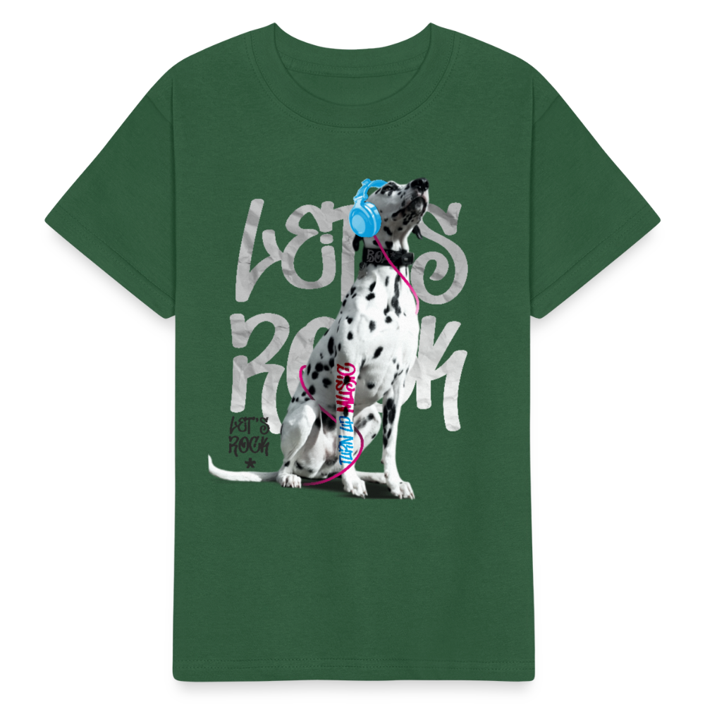 Kinder-T-Shirt – Let's Rock mit Dalmatiner | Musikfans aufgepasst! - Flaschengrün