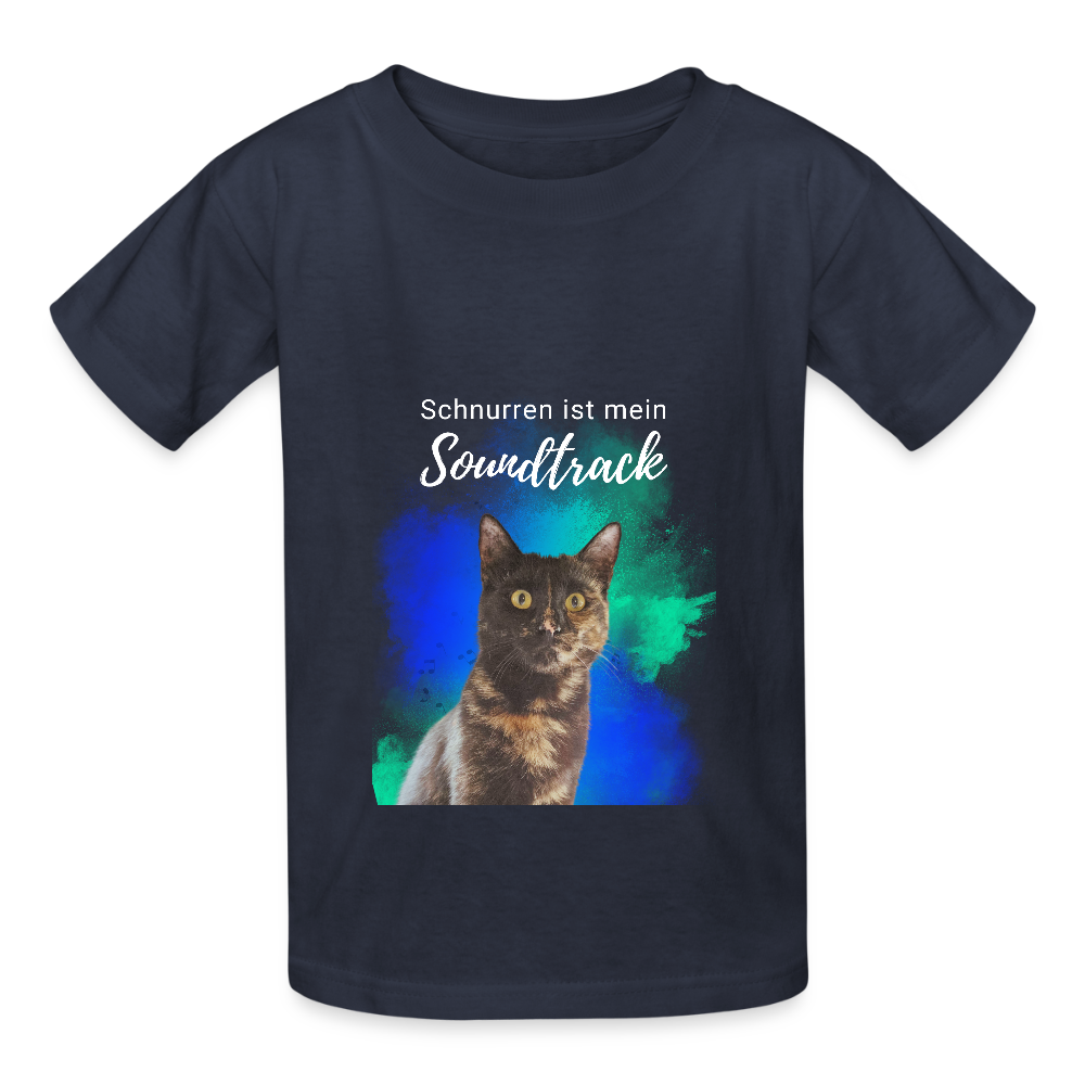 Kinder-T-Shirt – Schnurren ist mein Soundtrack | Für kleine Katzenfreunde - Navy