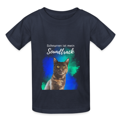 Kinder-T-Shirt – Schnurren ist mein Soundtrack | Für kleine Katzenfreunde - Navy