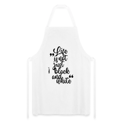 Kochschürze mit Spruch „Life is not just black and white“ – Statement für Küche & Grill - Weiß